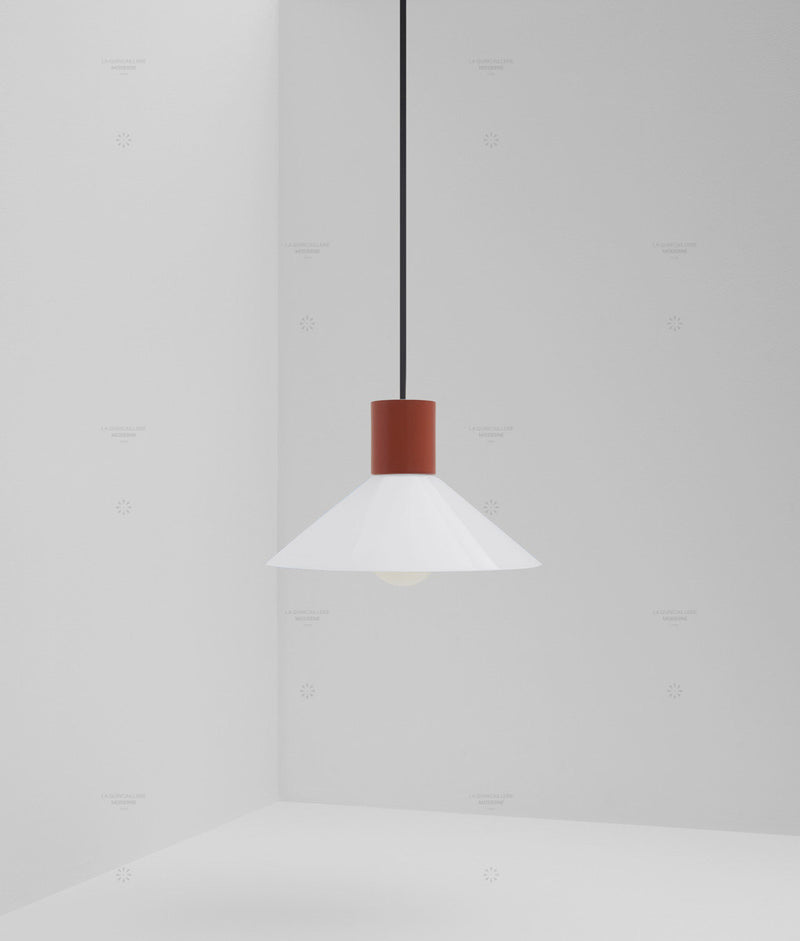 Suspension "Délices", abat-jour en opaline blanche satinée, petit modèle