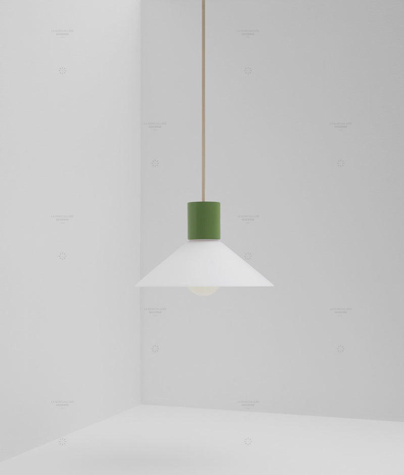 Suspension "Délices", abat-jour en opaline blanche mate, petit modèle