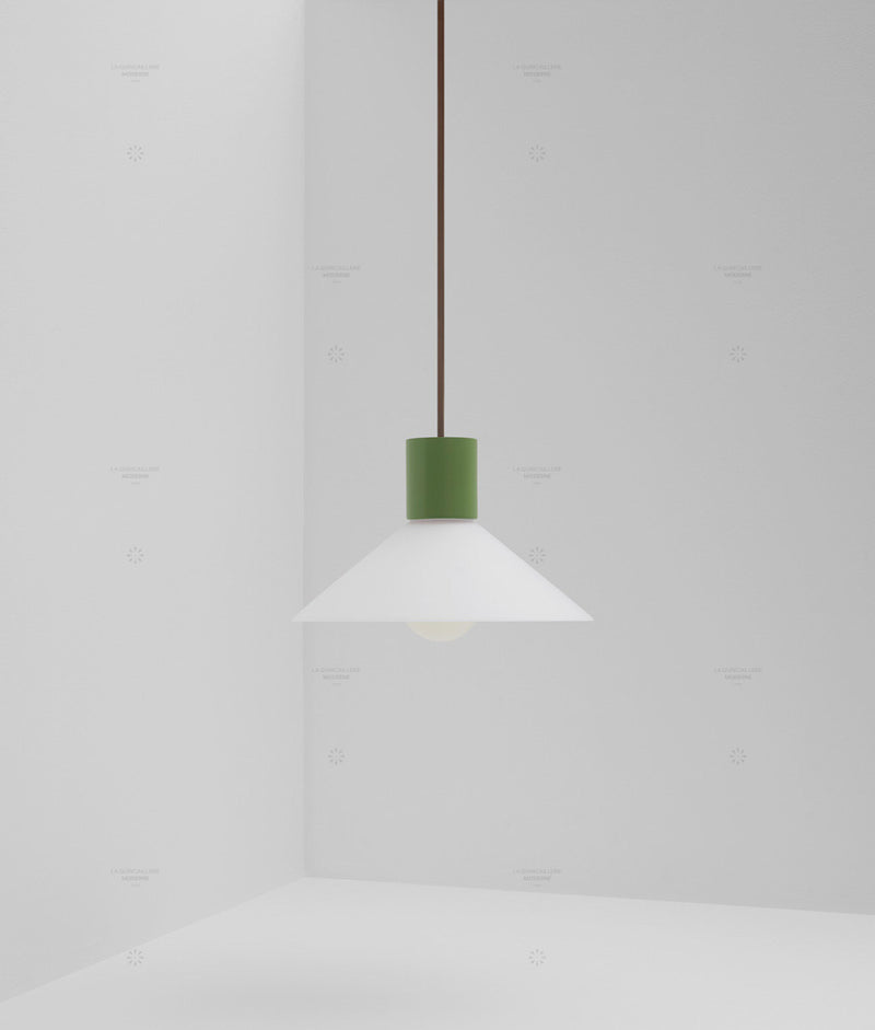 Suspension "Délices", abat-jour en opaline blanche mate, petit modèle