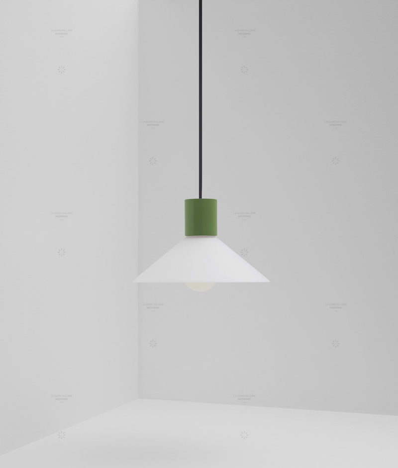 Suspension "Délices", abat-jour en opaline blanche mate, petit modèle
