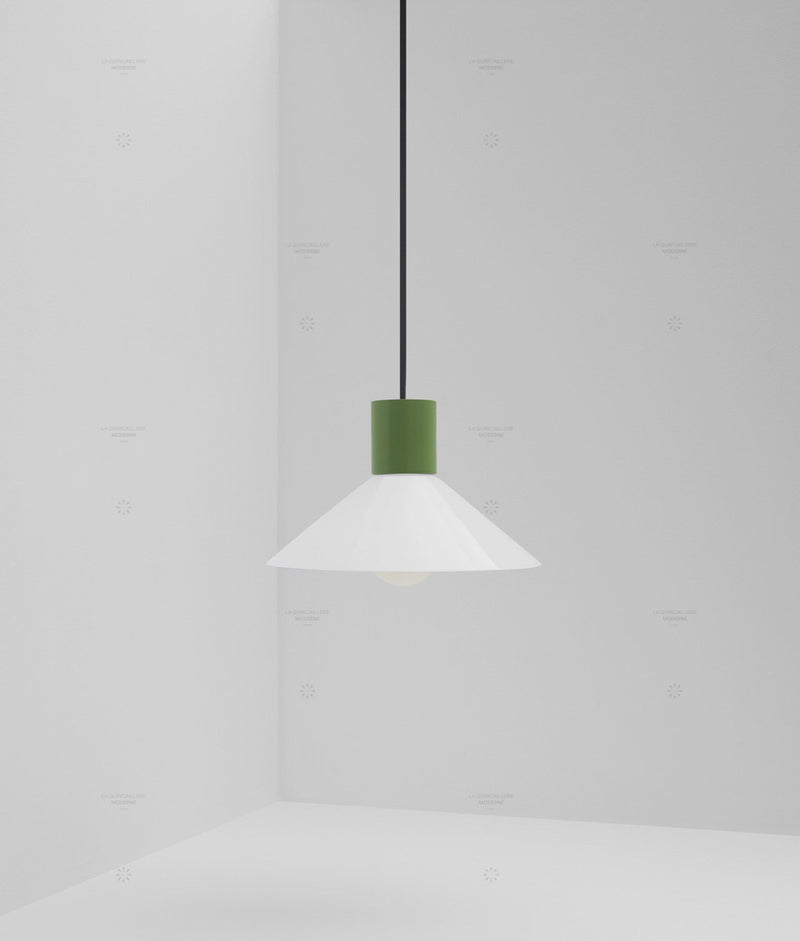 Suspension "Délices", abat-jour en opaline blanche satinée, petit modèle