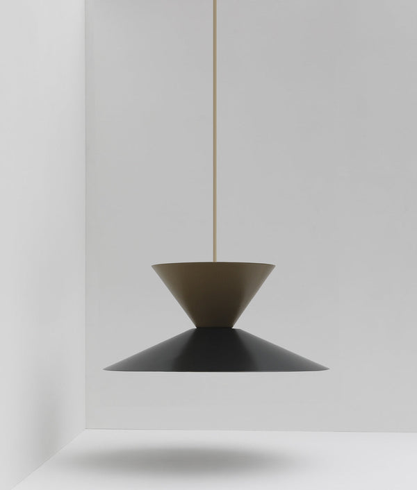 Suspension double "Belle de nuit", brun mordoré et noir, câble crème - La Quincaillerie moderne