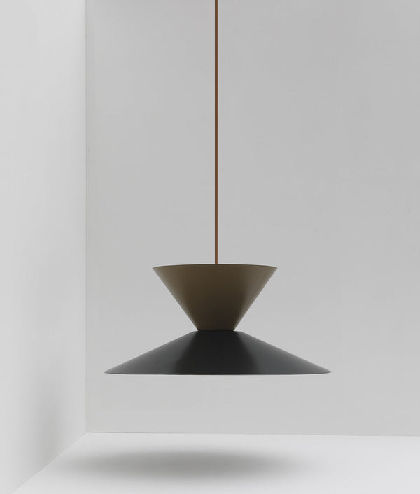 Suspension double "Belle de nuit", brun mordoré et noir, câble marron - La Quincaillerie moderne