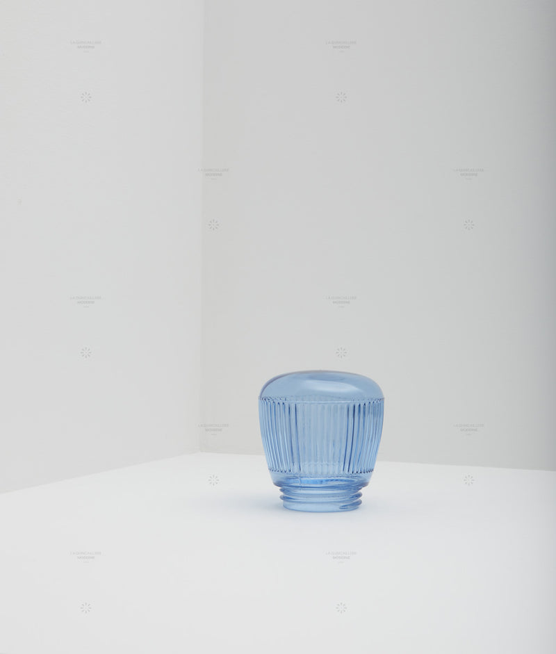 Verrerie à visser transparente, cannelures latérales légères, filetage ø 84,5 mm
