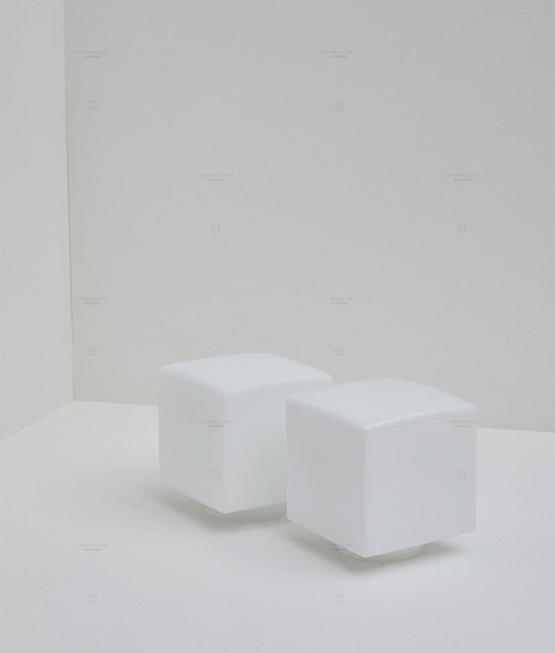 Verrerie cube à visser en opaline mate et satinée - La Quincaillerie moderne