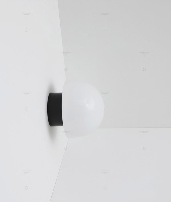 Applique "Bauhaus" droite, verrerie opaline champignon 