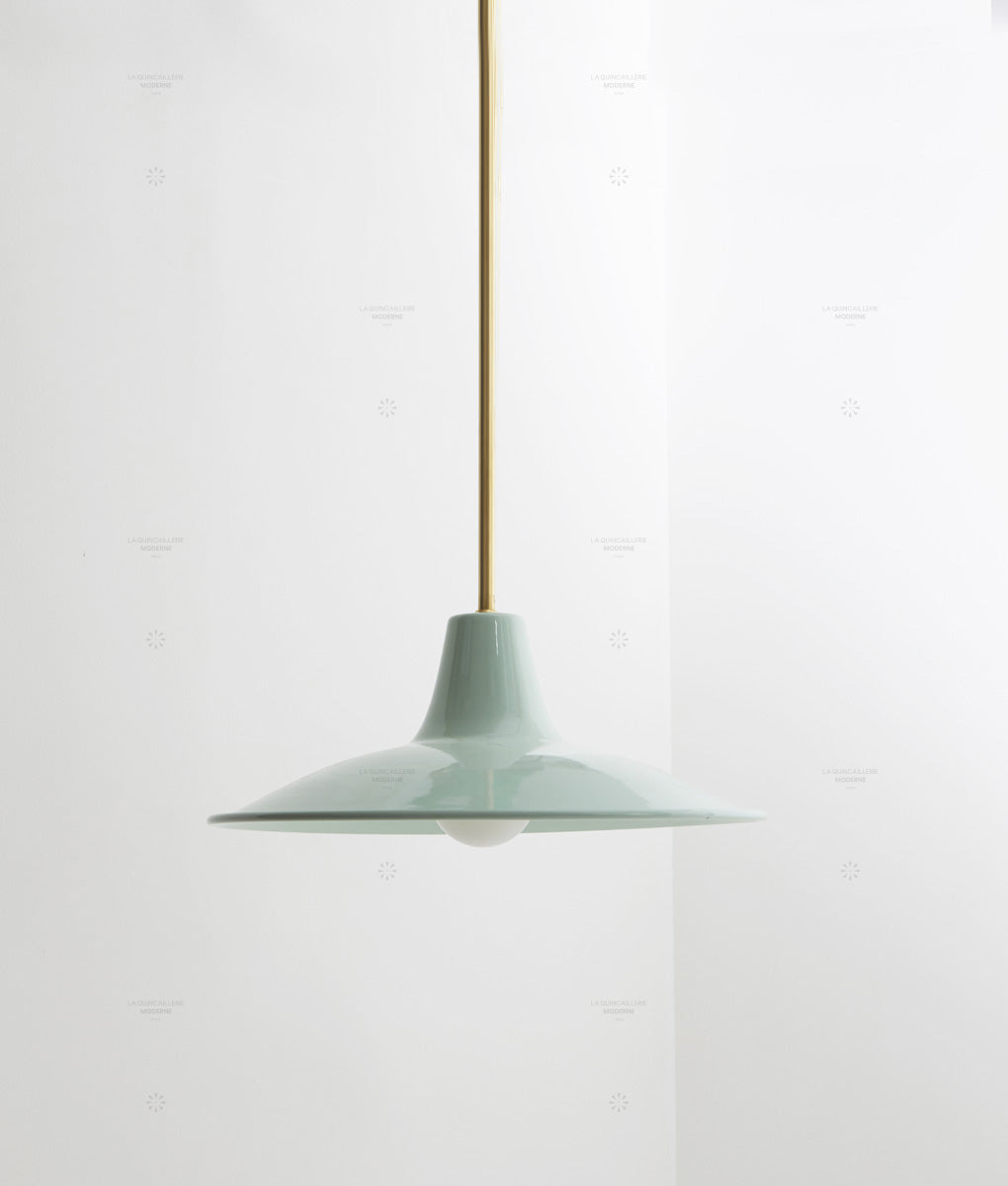 Lustre "Élémentaire" laiton, vert pastel, grand