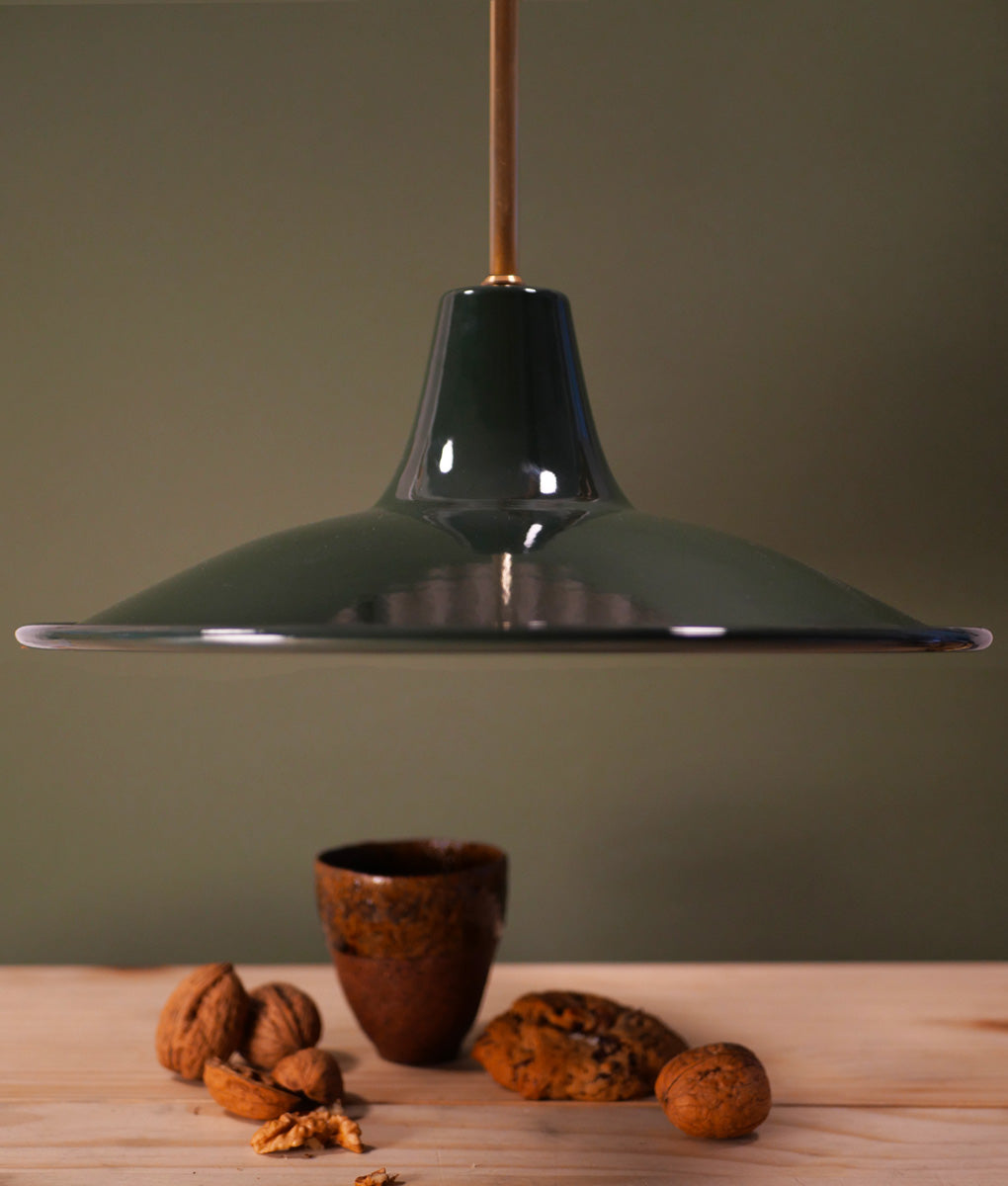 Lustre "Élémentaire" laiton, vert profond, petit