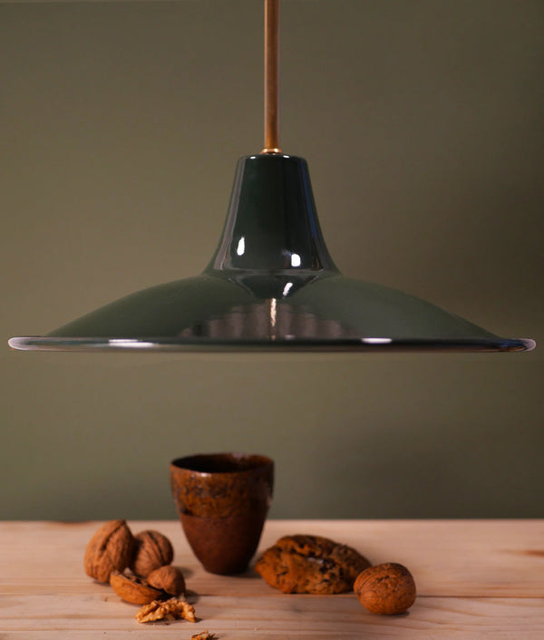 Lustre "Élémentaire" laiton, vert profond, petit
