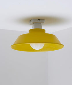 Plafonnier "Atelier", jaune citron, grand modèle en métal émaillé