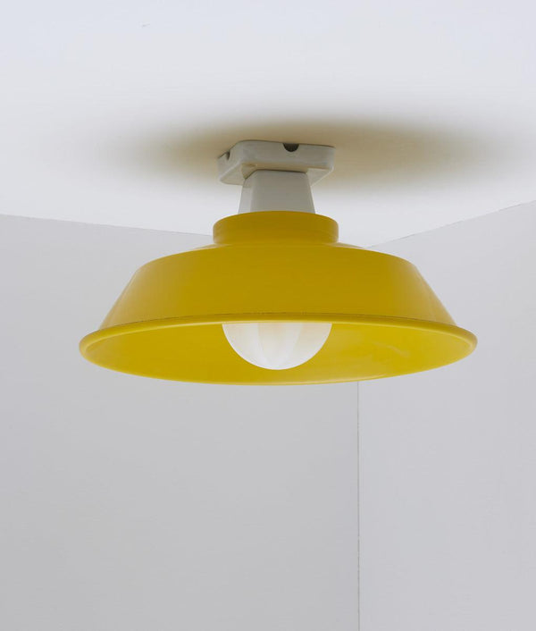 Plafonnier "Atelier", jaune citron, grand modèle en métal émaillé