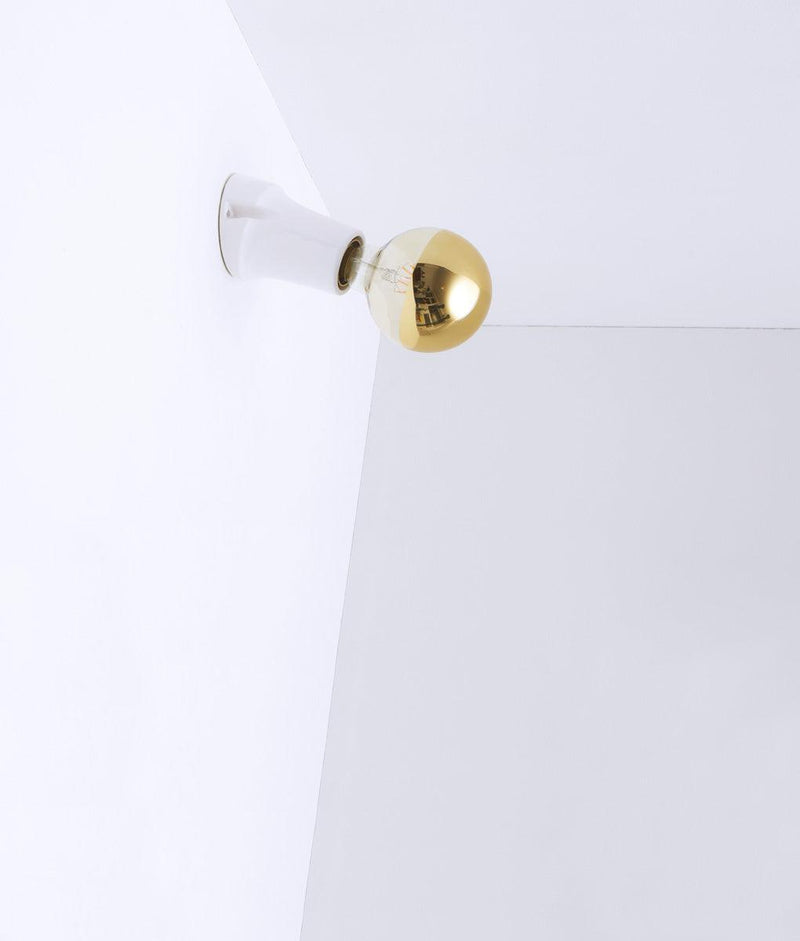 Porte ampoule inclinée en porcelaine blanche