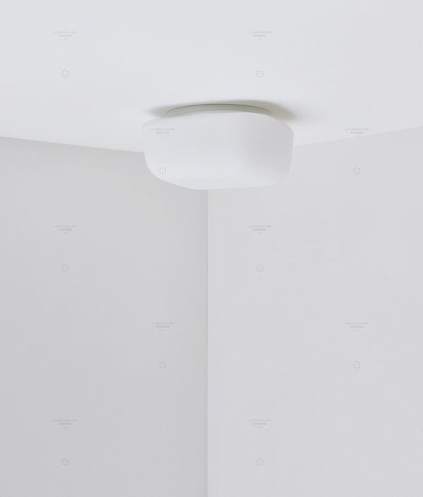 Plafonnier "Circulations" carré, petit modèle, opaline mate - La Quincaillerie moderne
