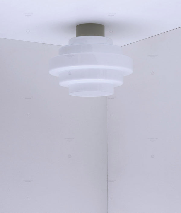 La Quincaillerie moderne - Plafonnier "En cascade", gris perle opaline blanche