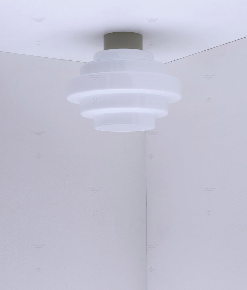 La Quincaillerie moderne - Plafonnier "En cascade", gris perle opaline blanche