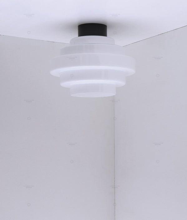 La Quincaillerie moderne - Plafonnier "En cascade", noir opaline blanche