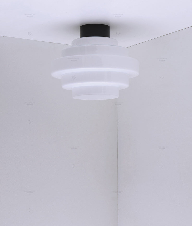 La Quincaillerie moderne - Plafonnier "En cascade", noir opaline blanche