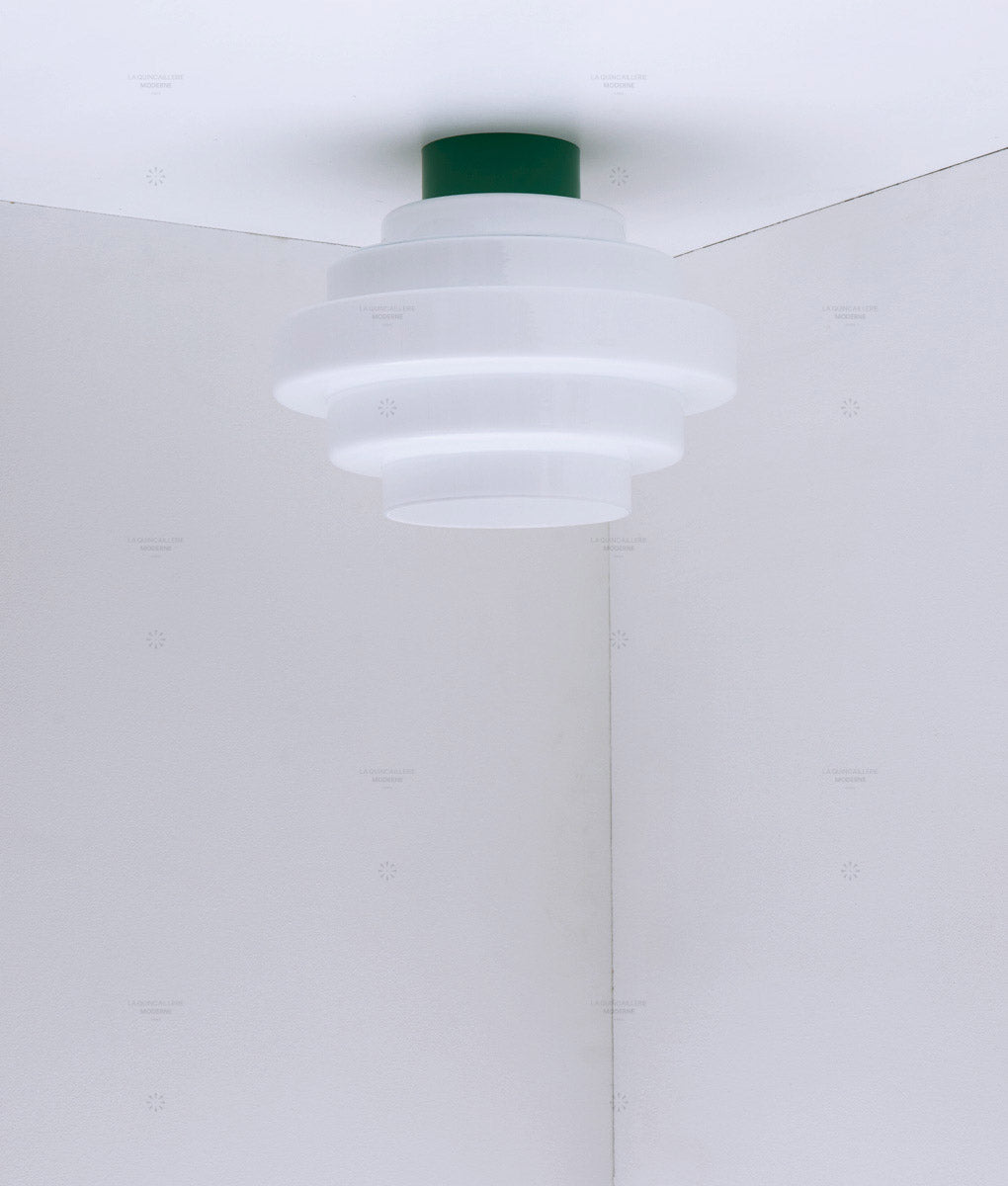 La Quincaillerie moderne - Plafonnier "En cascade", vert prairie opaline blanche