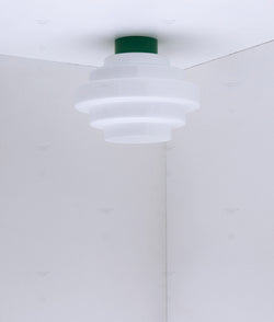 La Quincaillerie moderne - Plafonnier "En cascade", vert prairie opaline blanche
