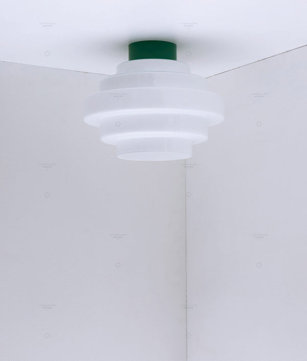 La Quincaillerie moderne - Plafonnier "En cascade", vert prairie opaline blanche