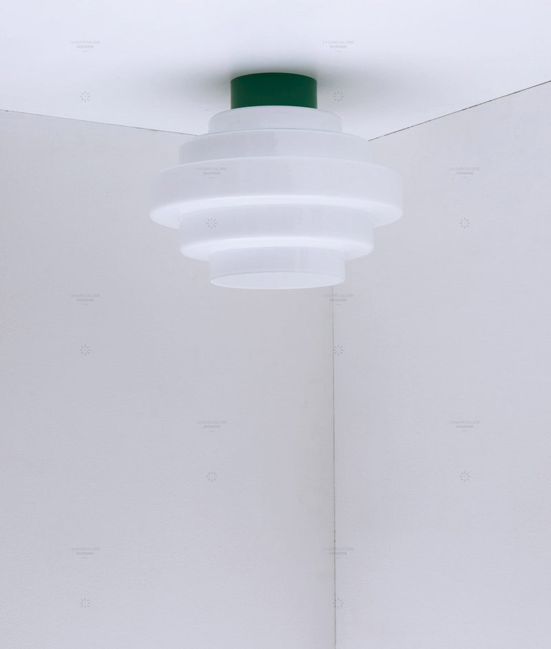 La Quincaillerie moderne - Plafonnier "En cascade", vert prairie opaline blanche