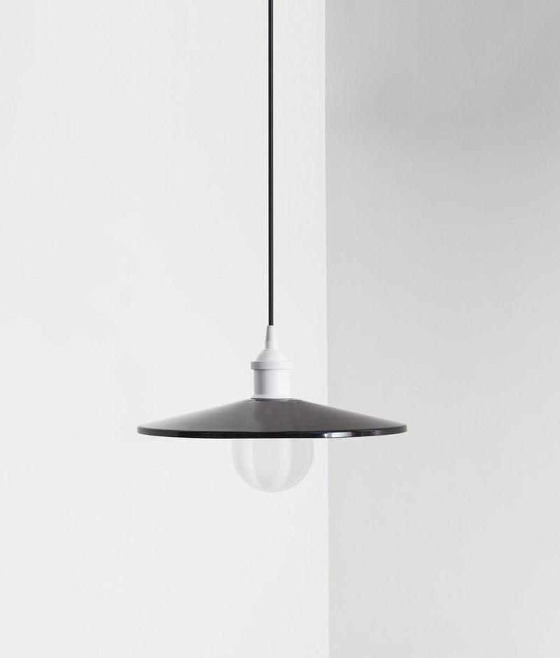 Suspension "Milano" simple évasée, blanc et noir, câble noir - La Quincaillerie moderne