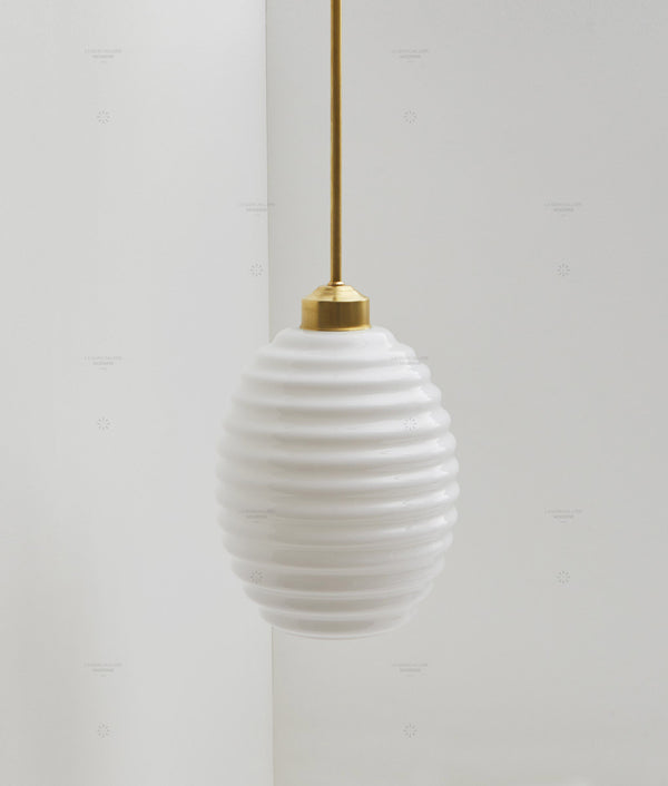 Suspension "Bistro" laiton, verrerie "Anneaux III" satinée - La Quincaillerie moderne