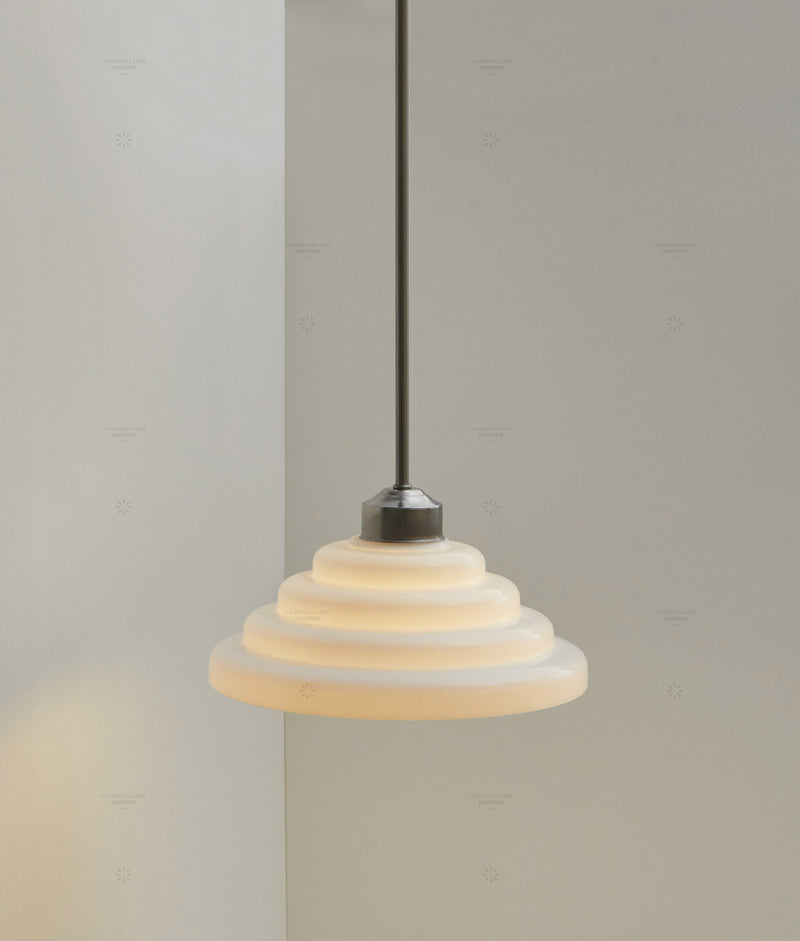 Suspension "Bistro", verrerie "Anneaux I" satinée, modèle moyen