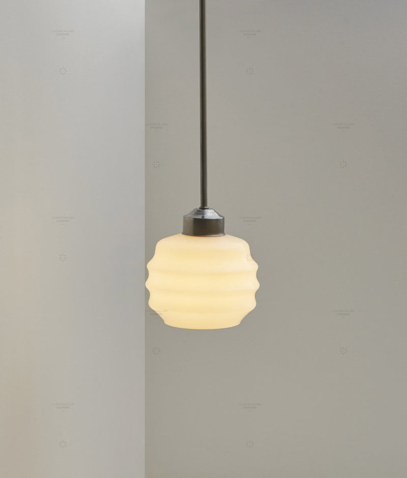 Suspension "Bistro", verrerie "Plissé" satinée - La Quincaillerie moderne