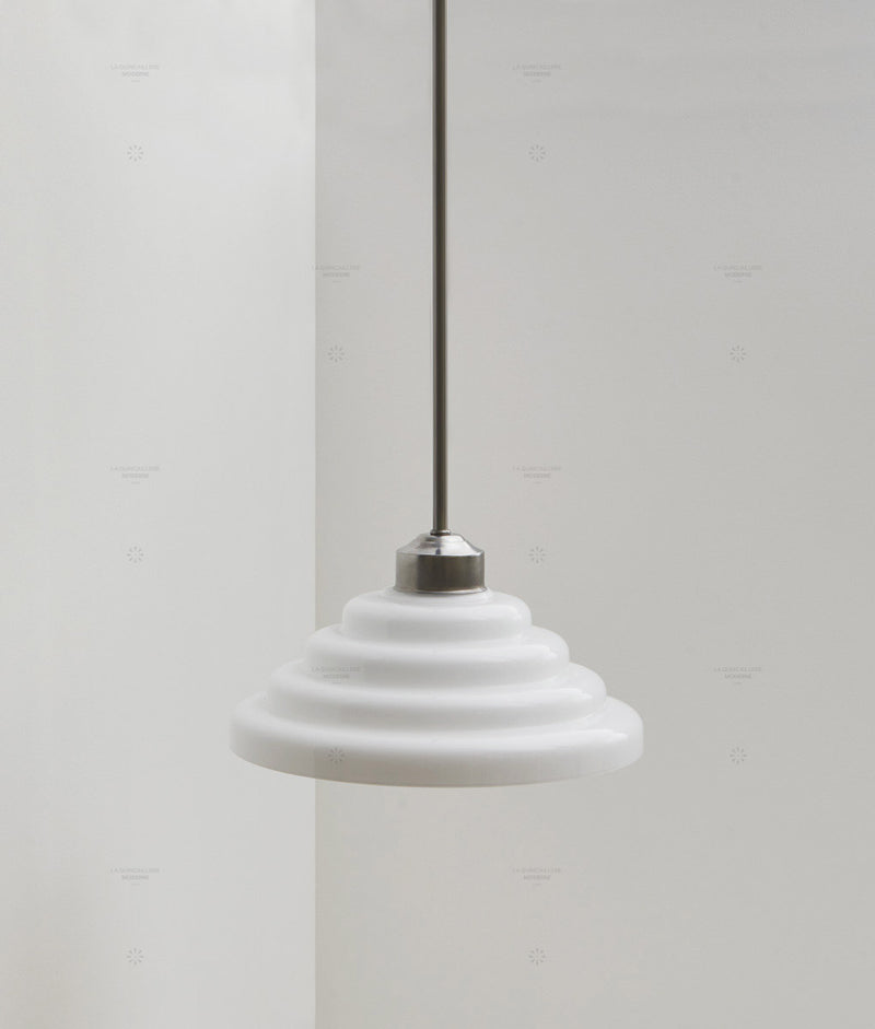 Suspension "Bistro", verrerie "Anneaux I" satinée, modèle long
