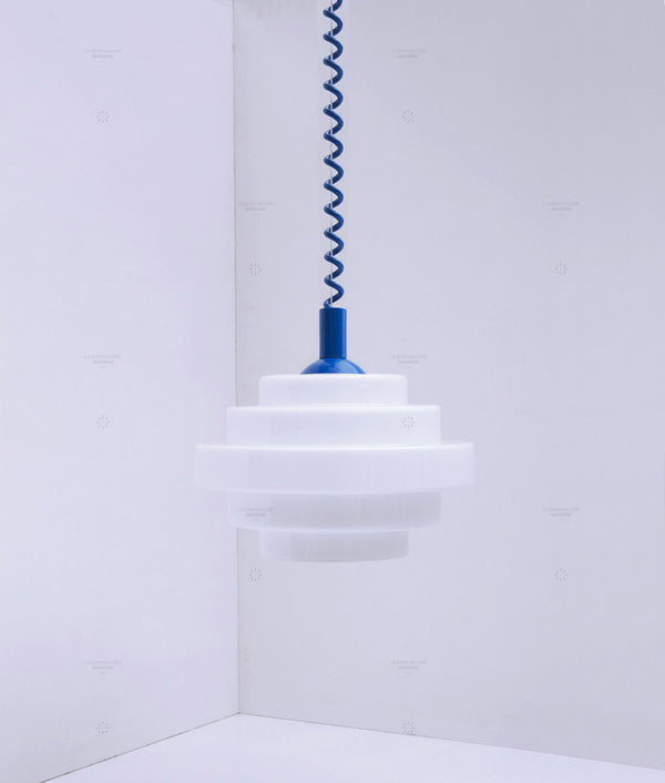 Suspension monte et baisse "Coup de fil", modèle V, câble bleu majorelle