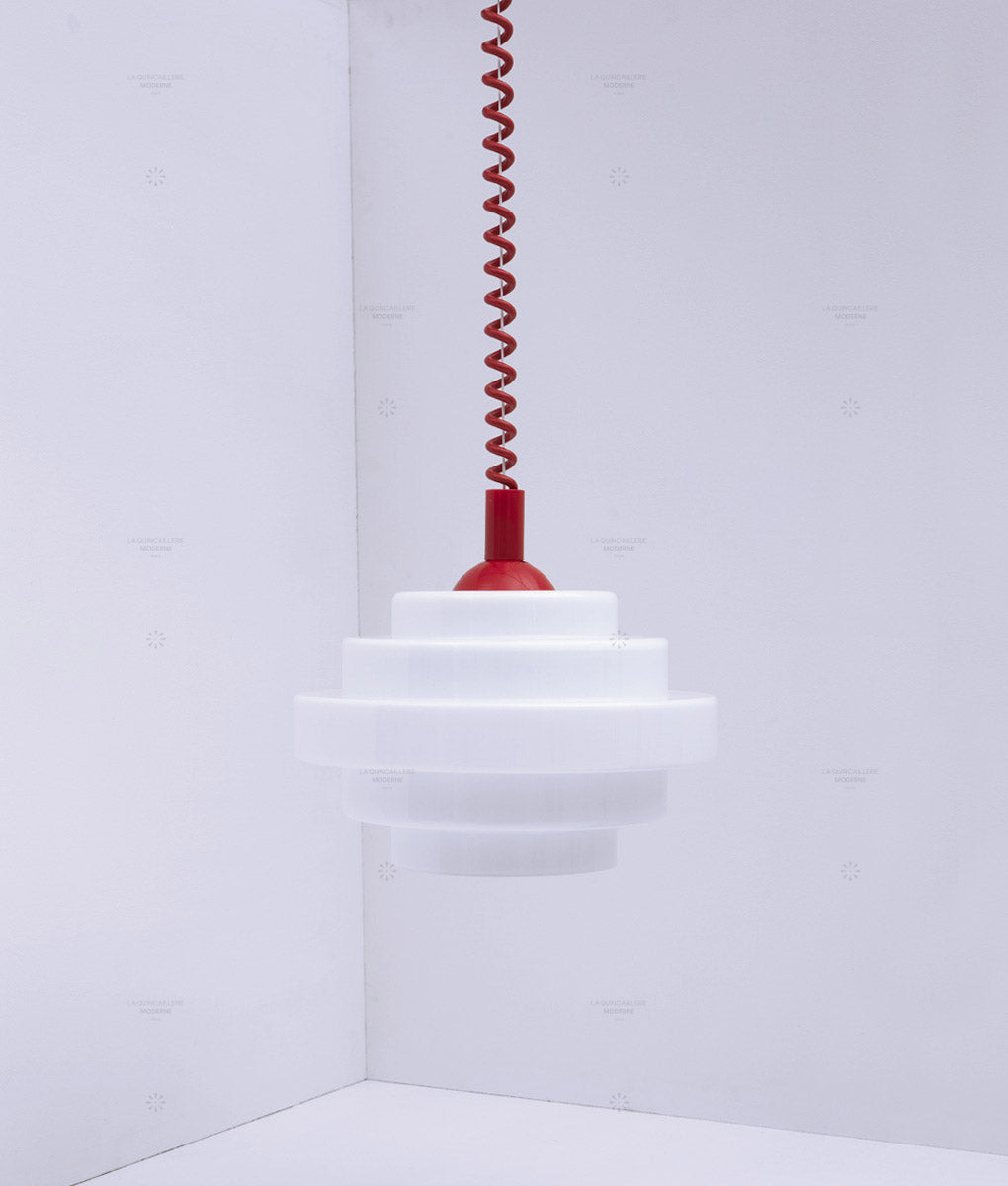 Suspension monte et baisse "Coup de fil", modèle V, câble rouge coquelicot