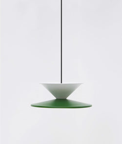 Suspension "Milano" double, vert sapin et blanc, câble noir sans ampoule