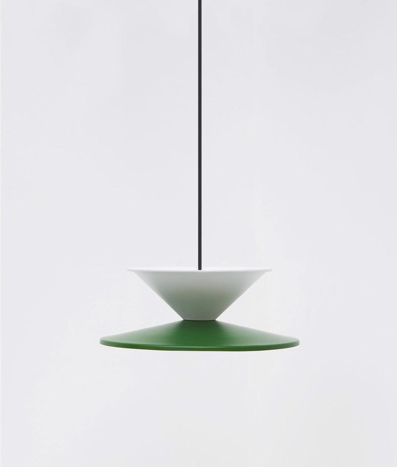 Suspension "Milano" double, vert sapin et blanc, câble noir sans ampoule