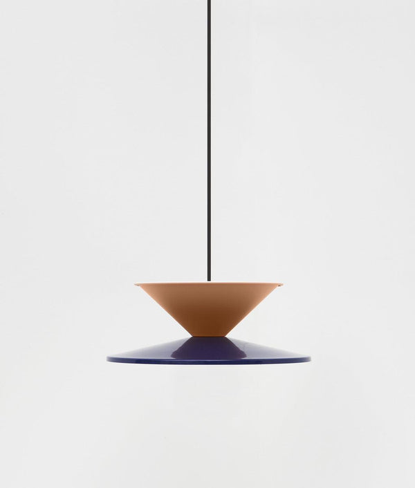 Suspension "Milano" double, rose et bleu outremer, câble noir sans ampoule