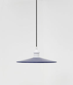 Suspension "Milano" simple évasée, blanc et bleu outremer, câble noir sans ampoule