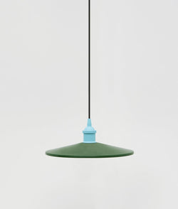 Suspension "Milano" simple évasée, vert sapin et bleu ciel, câble noir sans ampoule