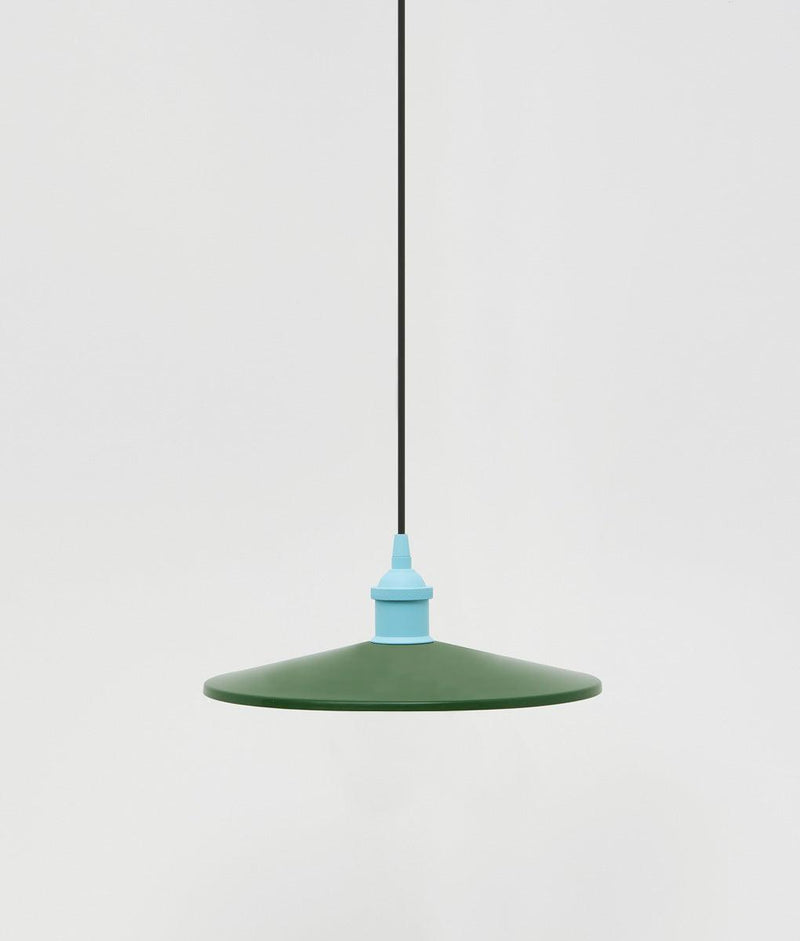 Suspension "Milano" simple évasée, vert sapin et bleu ciel, câble noir sans ampoule