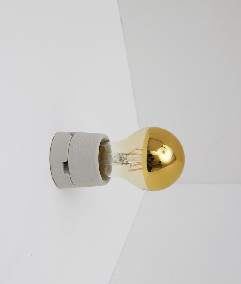 Porte-ampoule E27 droit en biscuit de porcelaine, avec ampoule miroir led moyenne