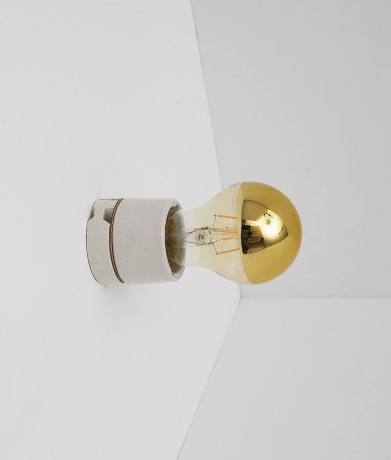 Porte-ampoule droit en porcelaine émaillée blanche avec ampoule miroir led moyenne