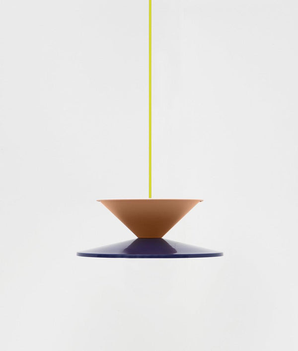 Suspension "Milano" double, rose et bleu outremer, câble jaune sans ampoule- La Quincaillerie moderne