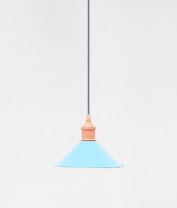 Suspension "Milano" simple conique, bleu ciel et rose, câble bleu de Prusse sans ampoule - La Quincaillerie moderne