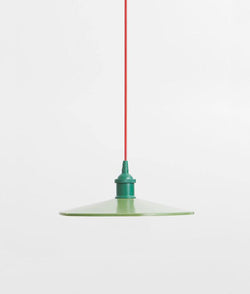 Suspension "Milano" simple évasée, vert, câble rouge coquelicot sans ampoule- La Quincaillerie moderne