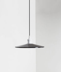 Suspension "Milano" simple évasée, blanc et noir, câble noir sans ampoule