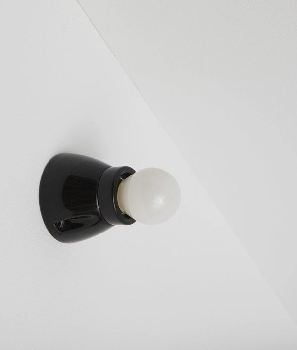 Porte-ampoule conique en porcelaine noire