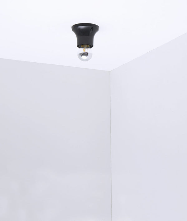 Porte-ampoule mural droit noir ampoule argent- La Quincaillerie moderne